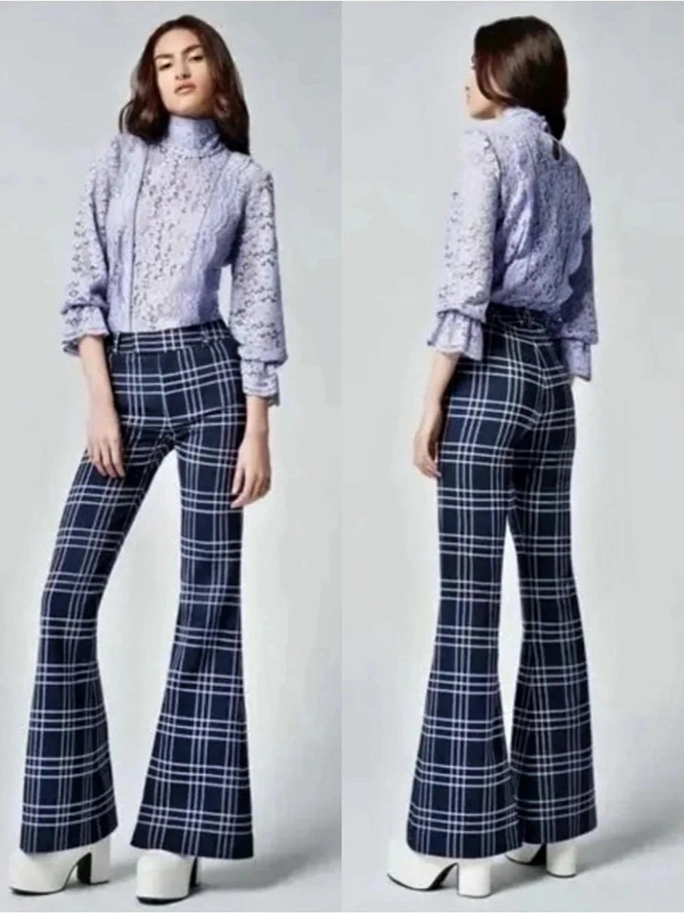 Smythe Duchess Blazer in Navy Plaid Three-Piece Suit Blue & Lavender Size 2/4 - Picture 6 of 11
